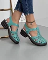 Sandale Verzi Piele Naturala Perforate JY6946 5