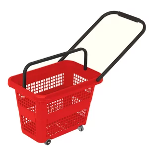 Cos supermarket cu roti 32 lt, Rosu