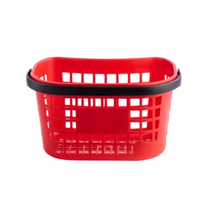 Cos supermarket plastic cu 1 maner 26 litri - Rosu