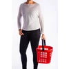 Cos supermarket plastic cu 1 maner 26 litri - Rosu