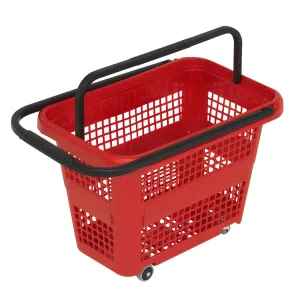 Cos supermarket cu roti 32 lt, Rosu