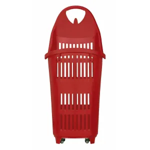 Cos supermarket cu roti 70 litri, rosu