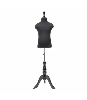 Manechin croitorie copil 4-6-ani, bust negru, picior lemn trepied negru