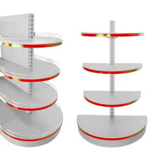 Raft capăt de gondolă oval H165 cm cu 3 Polițe – Alb