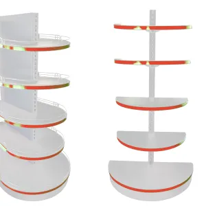 Raft capăt de gondolă oval H195 cm cu 4 Polițe – Alb