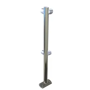 Stalp metalic cromat pentru sistem de ghidare cu 4 conectori in L, H 107 cm