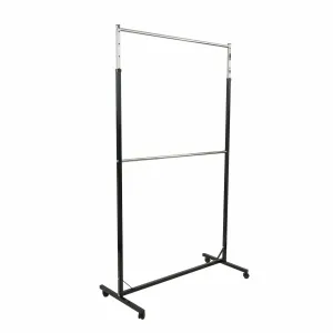 Stender metal dublu E-525 reglabil pe inaltime, Negru-Crom
