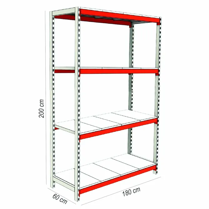 RAFT DEPOZITARE CU POLITE METALICE, H: 200 X L: 180 X l: 60 CM, 2 PICIOARE picture - 2