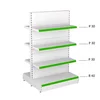 Raft de mijloc pentru magazin alb-verde, înălțime 135 cm, 2xBaza 40 cm+6xPolite 30 cm