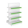 Raft de mijloc pentru magazin alb-verde, înălțime 135 cm, 2xBaza 40 cm+6xPolite 30 cm