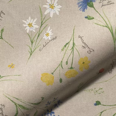 Canvas Linen Look Fabric - Alpine Flower Field