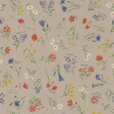 Canvas Linen Look Fabric - Alpine Flower Field