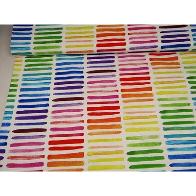 Canvas Linen Look Fabric - Colorful Stripes