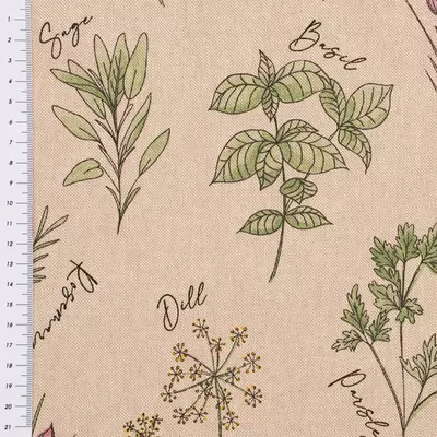 Canvas Linen Look Fabric - Herbal Culinary Kitchen