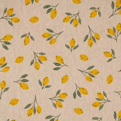 Canvas Linen Look Fabric - Little Lemons