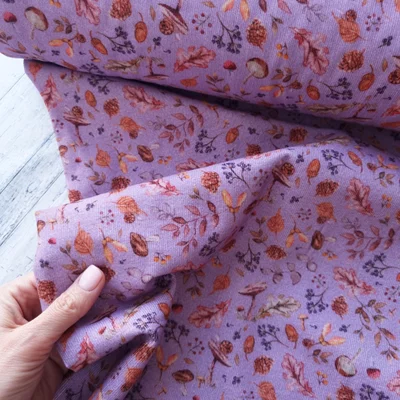 Corduroy Cotton Fabric - Autumn Elements Lilac