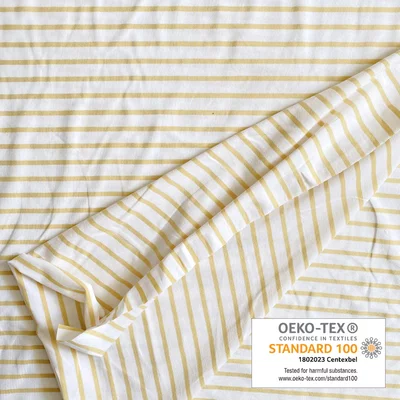 Cotton Jersey - Breton Stripes Vanille - cupon 95cm