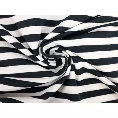 Cotton Jersey -Stripes Black 1cm - cupon 45 cm