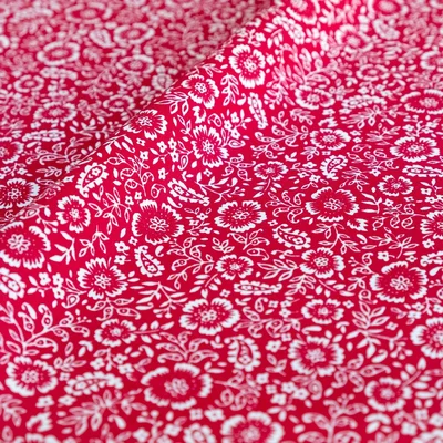 Cotton Poplin - Folk Floral Crimson