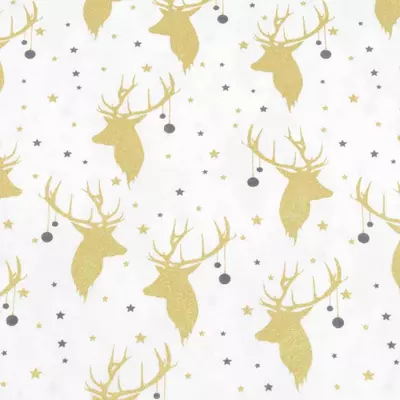 Cotton print - Gold Stags Ivory 16705/051
