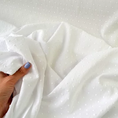 Cotton voile fabric - Plumetis White - Cupon 55cm
