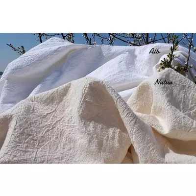 Crinckled Cotton gauze - Victoria White - cupon 40cm