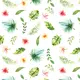 Digital print cotton - Leaves and Petals White