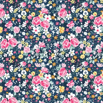 Digital print cotton - Milton Floral Navy