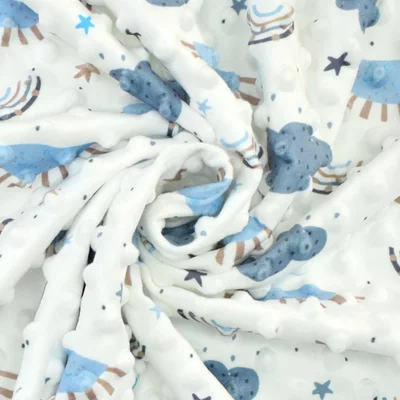 Minky Dot Fleece Fabric - Sun & Rain Dusty Blue