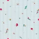 Poplin Digital Printed - Flowers and Stripes Blue