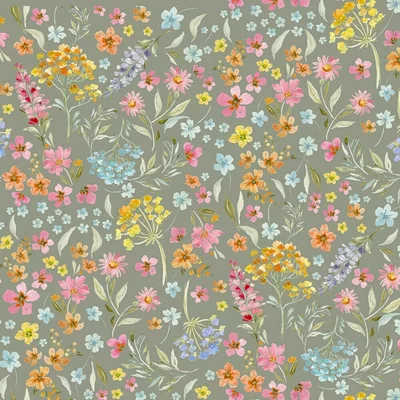 Poplin Digital Printed - Spring Floral Sage