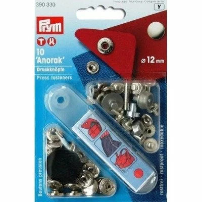 Press fasteners ‘Anorak’ silver-12 mm