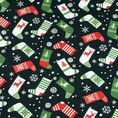 Printed Cotton - Christmas Stockings Navy 16719/008