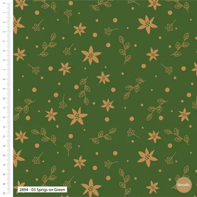 Printed Cotton - Classic Sprigs on Green