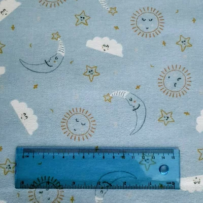 Printed Cotton flannel - Happy Skies Blue 09815.009 - cupon 40cm