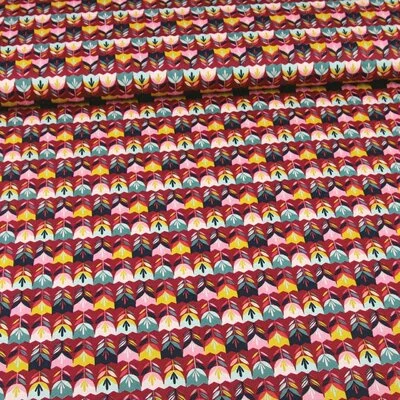 Printed Cotton - Happy Tulips Cerise - cupon 1m