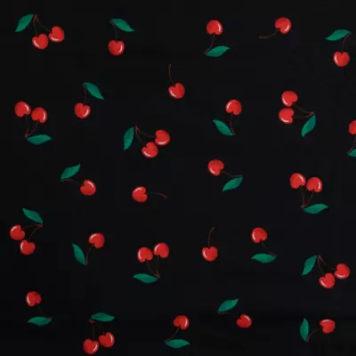 Printed Cotton Jersey - Cherries Black