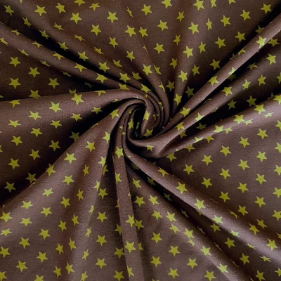Printed Cotton Jersey - Curry Stars Cacao 07756-012