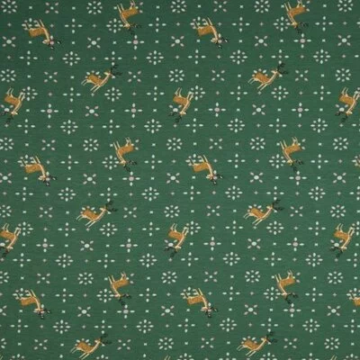 Printed Cotton Jersey - Deer Green