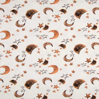 Printed Cotton Jersey - Stars and Moon Camel