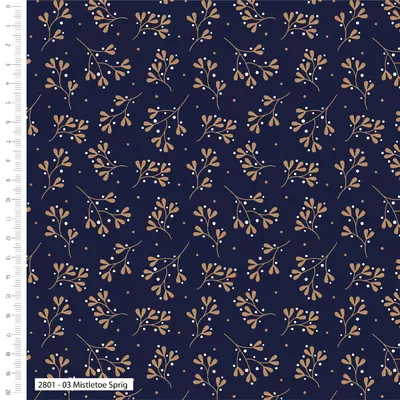 Printed Cotton - Mistletoe Navy Gold 2801-03