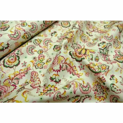 Printed Cotton - Paisley Flower Ivory