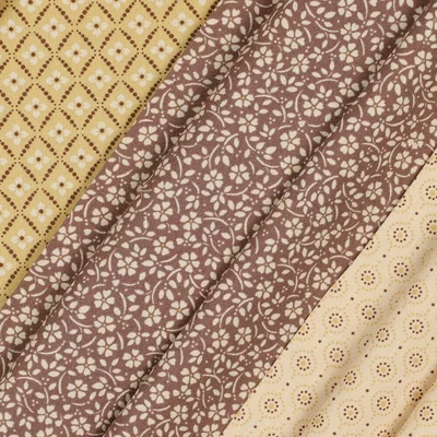 Printed Cotton poplin - Flowers and Dots Cognac