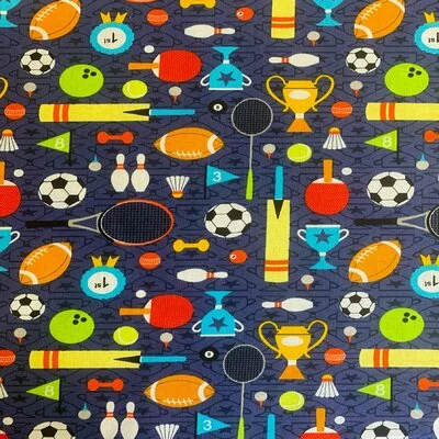 Printed Cotton -Sports Day Navy