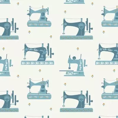 Printed Cotton - Vintage Sewing Machines 2820-01
