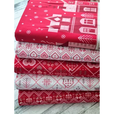 Printed Cotton - Zig Zag Christmas White - cupon 75cm