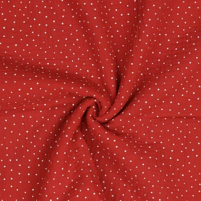 Printed Double Gauze - Little Dots Red