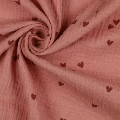 Printed Musselin - Small Hearts Blush