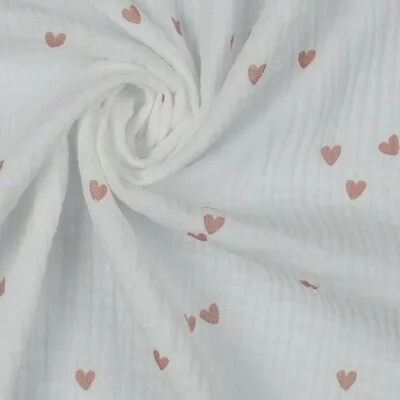 Printed Musselin - Small Hearts White