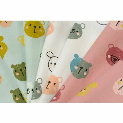 Printed Poplin - Cute Bears Blush